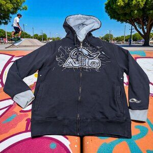 Vintage Y2K Adio Hoodie Jacket Mens L Full Zip Skate Skateboard back hit *READ